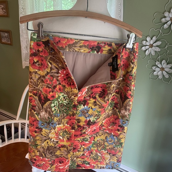 Talbots Red and Brown Mini Pencil Skirt Casual - Picture 3 of 5